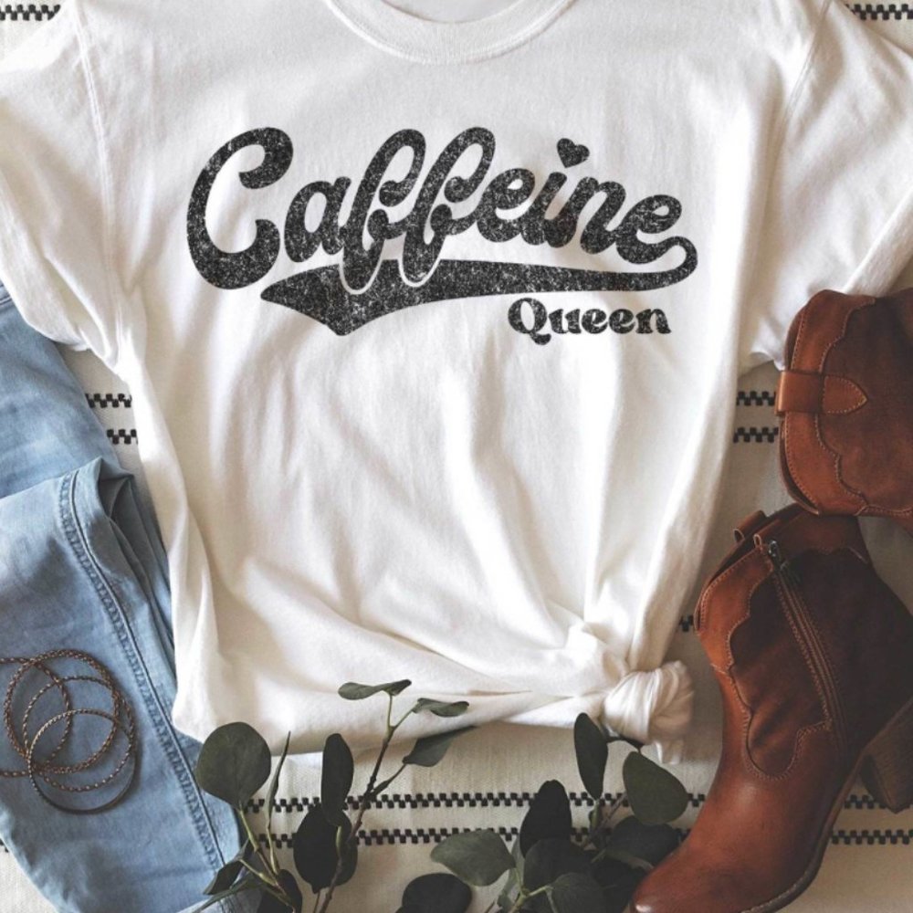 White "Caffeine Queen" Graphic Tee